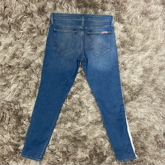 Hudson women blue and white side stripe denim skinny jeans. Size 27. Used. - Picture 2 of 9